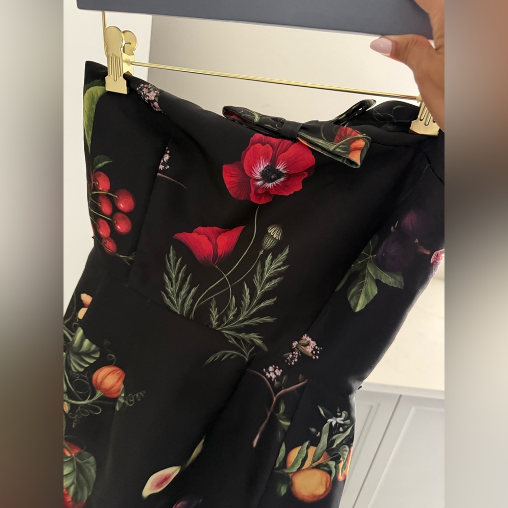 Oscar de la Renta Black Floral Mini Dress - Picture 3 of 4